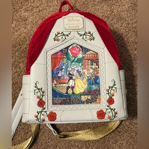 Loungefly Beauty and the Beast Stained Glass Backpack